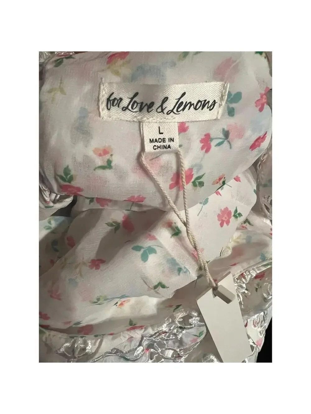 For Love & Lemons L Floral Eyelet Mini Dress cottagecore - Picture 7 of 8